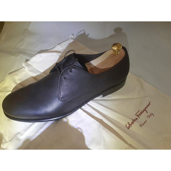 Salvatore Ferragamo STEFANO Men\'s chocolat Pebble Calf Shoes 10 1/2 Made In Ital main image 10